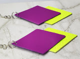 Neon Layered Diamond REAL Leather Earrings