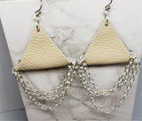 Real Leather Triangle Earrings with Chain Dangles