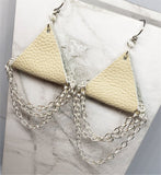 Real Leather Triangle Earrings with Chain Dangles
