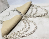 Real Leather Triangle Earrings with Chain Dangles