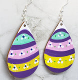 CLEARANCE Easter Egg Tear Drop Shaped Real Leather Earrings