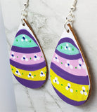 CLEARANCE Easter Egg Tear Drop Shaped Real Leather Earrings