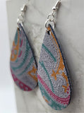 Paisley Teardrop Shaped Real Leather Earrings