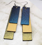 Shimmering Color Block Real Leather Strip Earrings