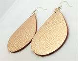 Rose Gold Finished Tear Drop Shaped Real Leather Earrings