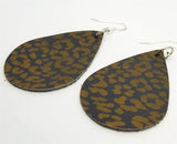 Bronze Leopard Print Teardrop Shaped Leather Earrings