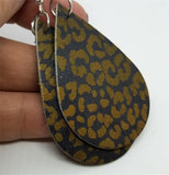 Bronze Leopard Print Teardrop Shaped Leather Earrings