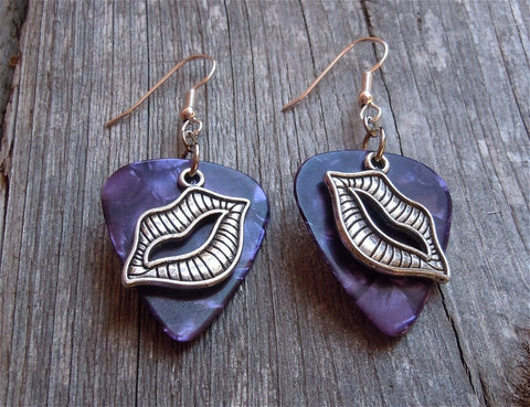 CLEARANCE Lip Charm Guitar Pick Earrings - Pick Your Color