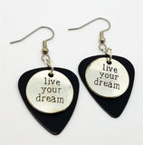 CLEARANCE Live Your Dream Charm Guitar Pick Earrings - Pick Your Color