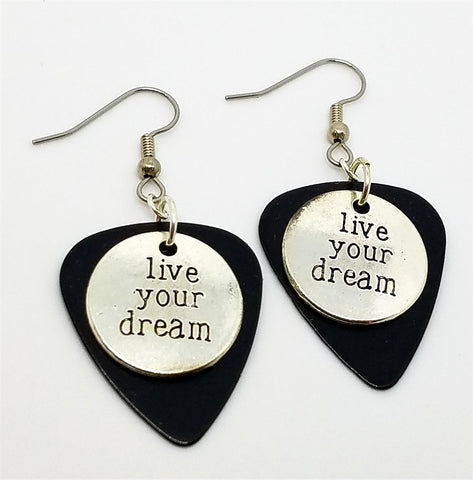 CLEARANCE Live Your Dream Charm Guitar Pick Earrings - Pick Your Color