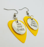 CLEARANCE Live Your Dream Charm Guitar Pick Earrings - Pick Your Color