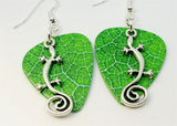 Long Lizard Charm Guitar Pick Earrings - Pick Your Color