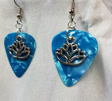 CLEARANCE Lotus Flower Charm Guitar Pick Earrings - Pick Your Color
