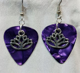 CLEARANCE Lotus Flower Charm Guitar Pick Earrings - Pick Your Color