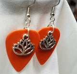CLEARANCE Lotus Flower Charm Guitar Pick Earrings - Pick Your Color