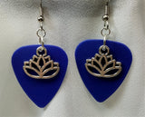 CLEARANCE Lotus Flower Charm Guitar Pick Earrings - Pick Your Color