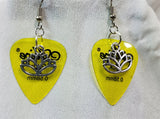 CLEARANCE Lotus Flower Charm Guitar Pick Earrings - Pick Your Color