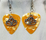 CLEARANCE Lotus Flower Charm Guitar Pick Earrings - Pick Your Color