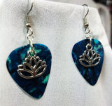 CLEARANCE Lotus Flower Charm Guitar Pick Earrings - Pick Your Color