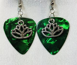 CLEARANCE Lotus Flower Charm Guitar Pick Earrings - Pick Your Color