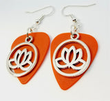 CLEARANCE Encircled Lotus Flower Charm Guitar Pick Earrings - Pick Your Color
