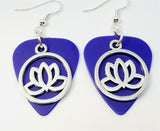 CLEARANCE Encircled Lotus Flower Charm Guitar Pick Earrings - Pick Your Color