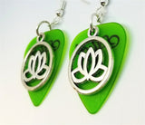 CLEARANCE Encircled Lotus Flower Charm Guitar Pick Earrings - Pick Your Color