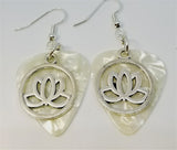 CLEARANCE Encircled Lotus Flower Charm Guitar Pick Earrings - Pick Your Color
