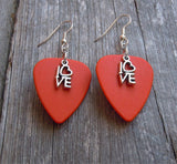 CLEARANCE Love Text Charm Guitar Pick Earrings - Pick Your Color