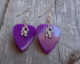 CLEARANCE Love Text Charm Guitar Pick Earrings - Pick Your Color