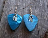 CLEARANCE Love Text Charm Guitar Pick Earrings - Pick Your Color