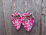Love Text Charm Guitar Pick Earrings - Pick Your Color