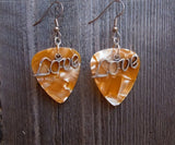 Love Text Charm Guitar Pick Earrings - Pick Your Color