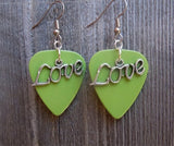 Love Text Charm Guitar Pick Earrings - Pick Your Color