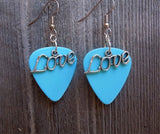 Love Text Charm Guitar Pick Earrings - Pick Your Color
