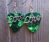 Love Text Charm Guitar Pick Earrings - Pick Your Color