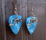 Love Text Charm Guitar Pick Earrings - Pick Your Color