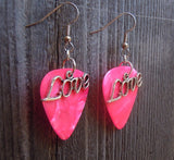 Love Text Charm Guitar Pick Earrings - Pick Your Color