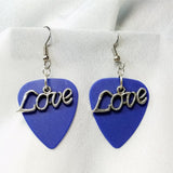 Love Text Charm Guitar Pick Earrings - Pick Your Color