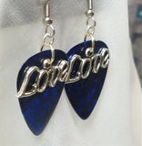 Love Text Charm Guitar Pick Earrings - Pick Your Color