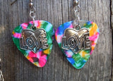 CLEARANCE Love Heart Charm Guitar Pick Earrings - Pick Your Color