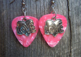CLEARANCE Love Heart Charm Guitar Pick Earrings - Pick Your Color