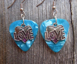 CLEARANCE Love Heart Charm Guitar Pick Earrings - Pick Your Color