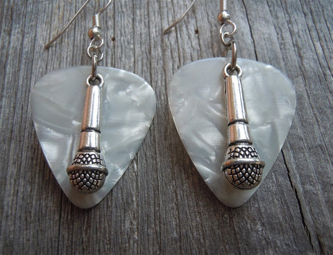 CLEARANCE Microphone Charm Guitar Pick Earrings - Pick Your Color