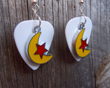 Yellow Half Moon and Red Star Charm Guitar Pick Earrings - Pick Your Color