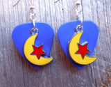 Yellow Half Moon and Red Star Charm Guitar Pick Earrings - Pick Your Color