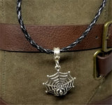 Spiderweb Charm Necklace on a Black Braided Cord