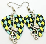 Note and Clef Guitar Pick Earrings - Pick Your Color