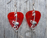 Note and Clef Guitar Pick Earrings - Pick Your Color