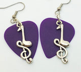 Note and Clef Guitar Pick Earrings - Pick Your Color